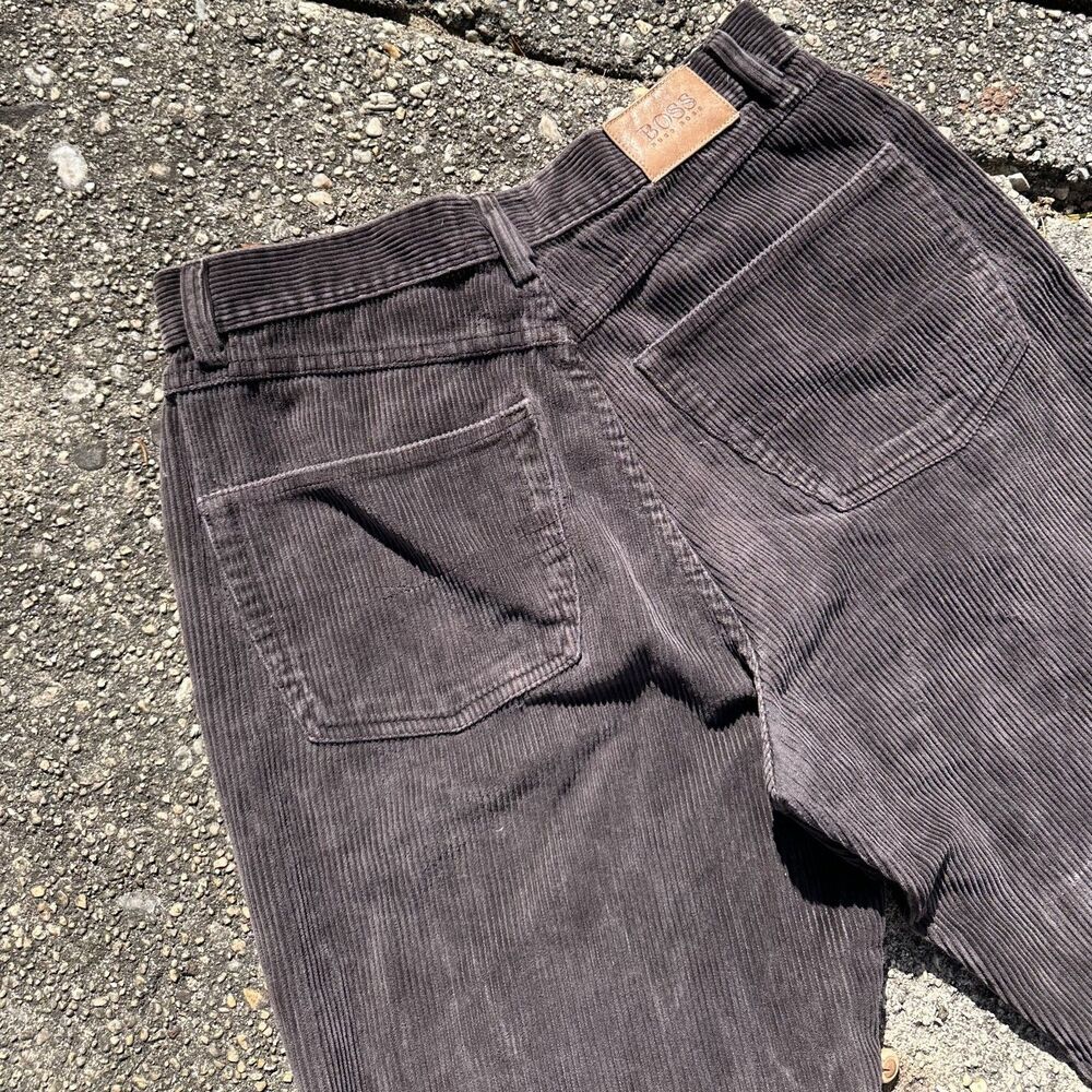 Hugo Boss Arkansas Mens Corduroy Pants Brown Straight Italy 31x32 (Tag 32x34)